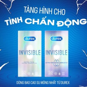 Bao cao su durex invisible extra thin extra lubricated mỏng vô hình
