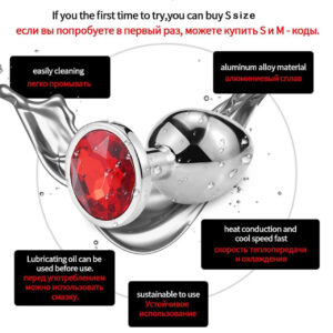 Phích cắm hậu môn inox đính đá đế tròn cao cấp