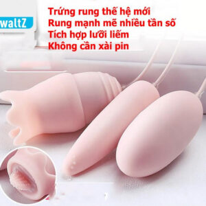 Trứng rung tình yêu hai đầu kèm lưỡi liếm cực phê pin sạc