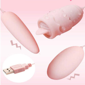 Trứng rung tình yêu hai đầu kèm lưỡi liếm cực phê pin sạc